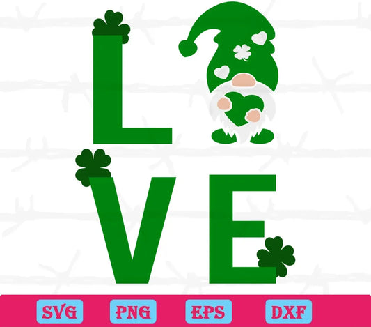 Love Patricks Day Gnome svg