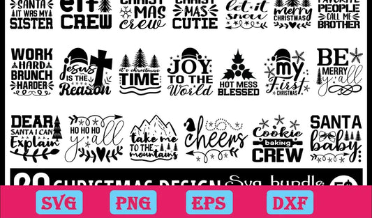 20 Christmas Quote Svg Bundle