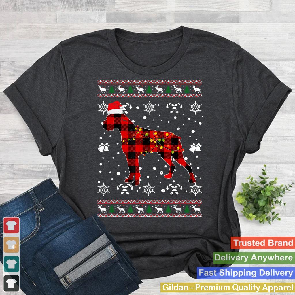 Christmas Shirt for Boxer Dog Lover Gift Santa Buffalo Plaid