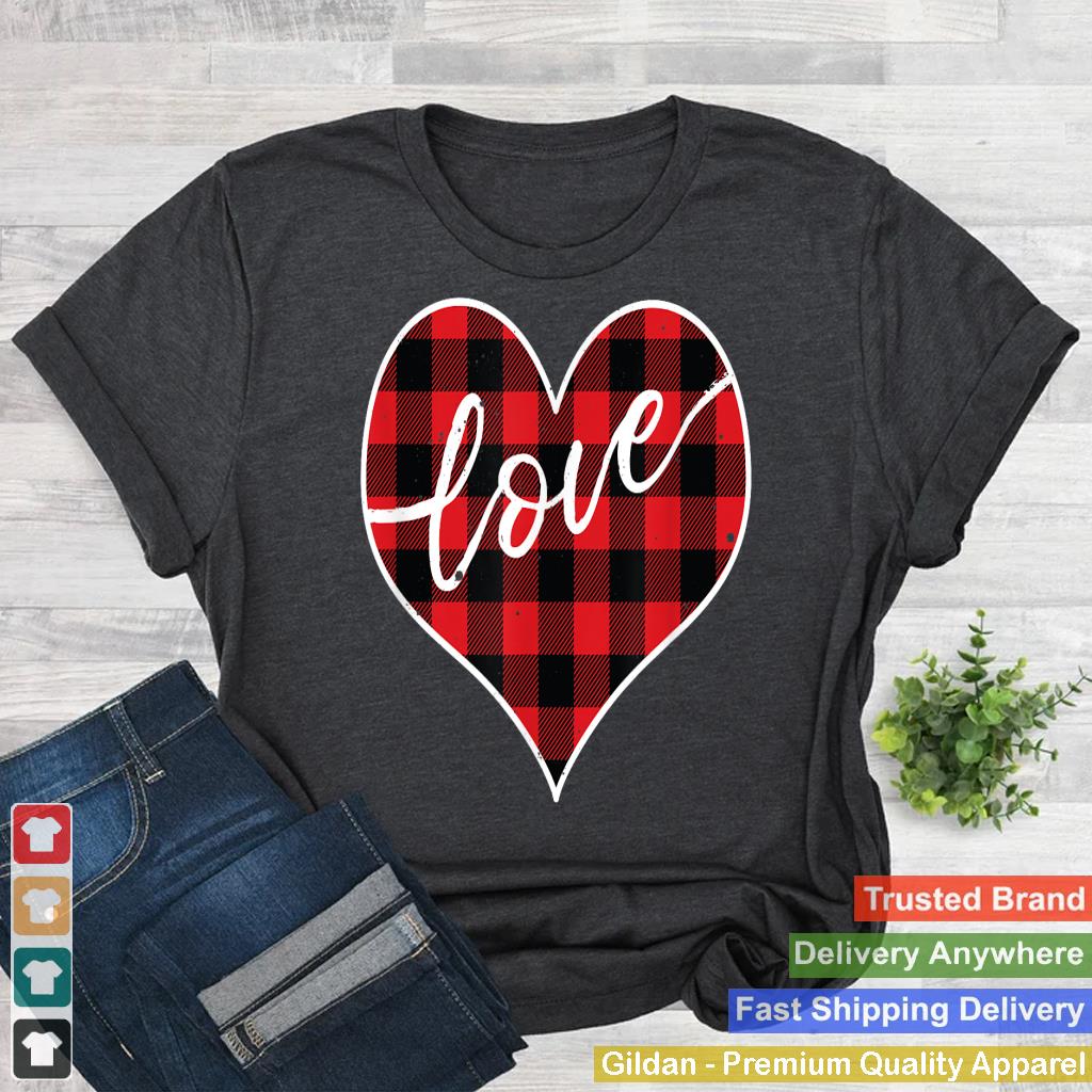 Valentine's Day Gift - Red & Black Buffalo Plaid Love Heart