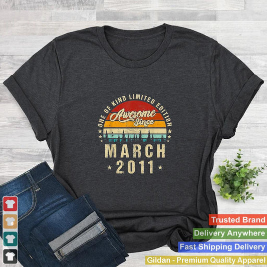 Awesome Since March 2011Vintage 11th Birthday Shirt