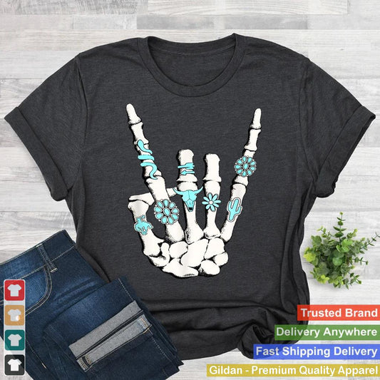 Skeleton with Turquoise Hand Western Skeleton Rings Lover