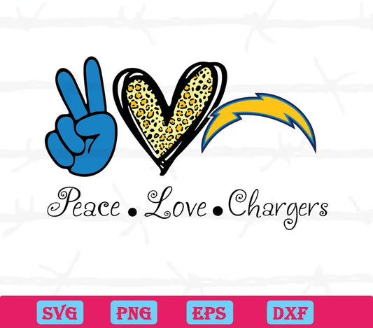 Peace Love Los Angeles Chargers, Svg Png Dxf Eps Digital Files