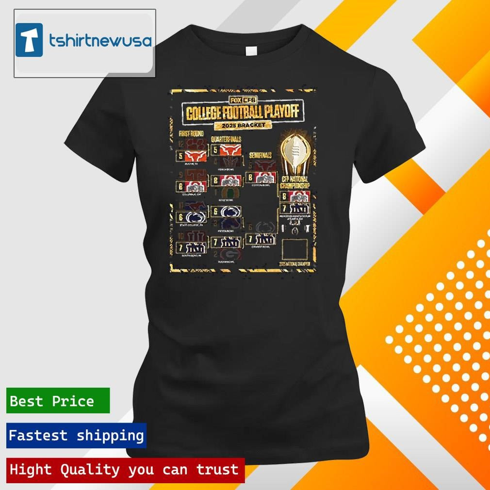 Original The College Football Playoff 2025 Bracket CFP National Championship Game For Ohio State Buckeyes Vs Notre Dame Fighting Irish Unisex Shirts