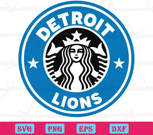 Detroit Lions Starbucks Svg, Layered Svg Files