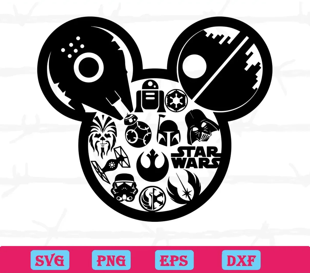 Disney Star Wars Mickey Mouse Head Cutting Files Svg