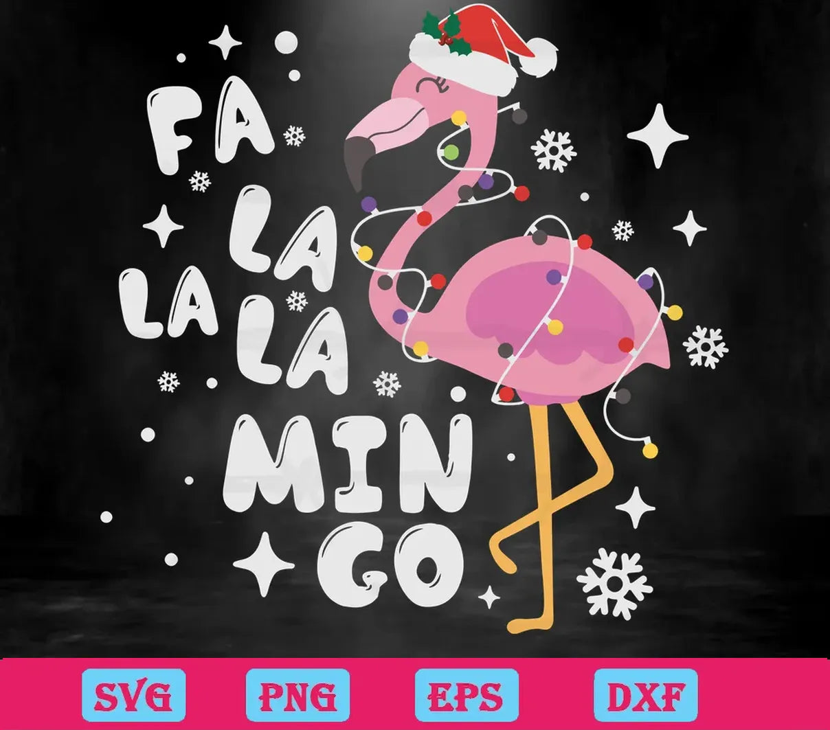 Flamingo Santa Christmas Lights, Premium Svg Files