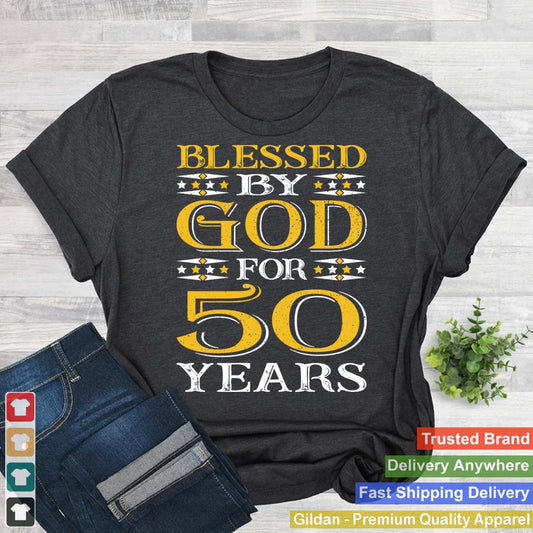 Vintage Blessed By God 50 Years Happy Fifty 50th Birthday