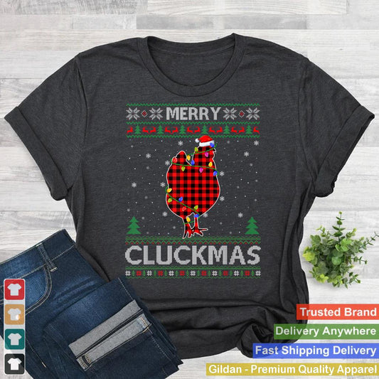 Ugly Sweater Xmas Lights Buffalo Plaid Chicken Christmas