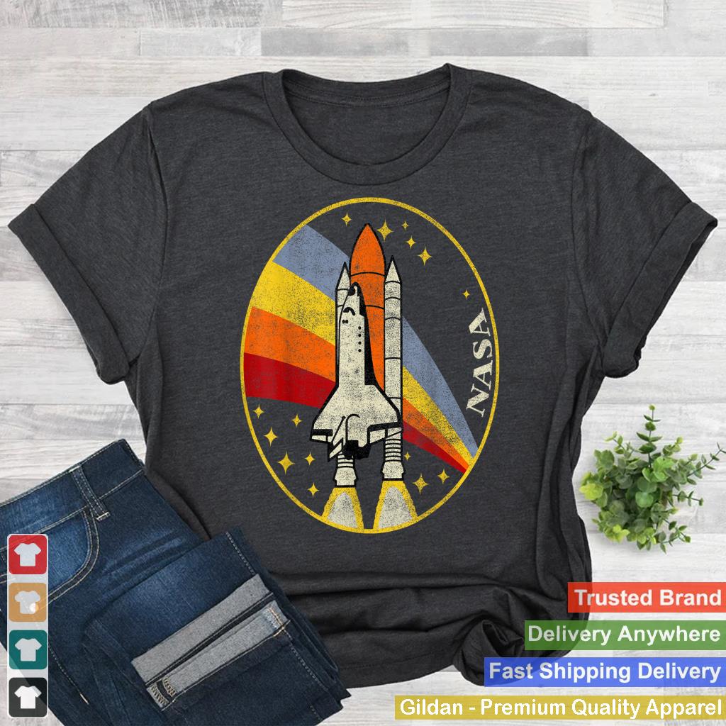 NASA Vintage Distressed Classic Rainbow Stripe Shuttle Badge