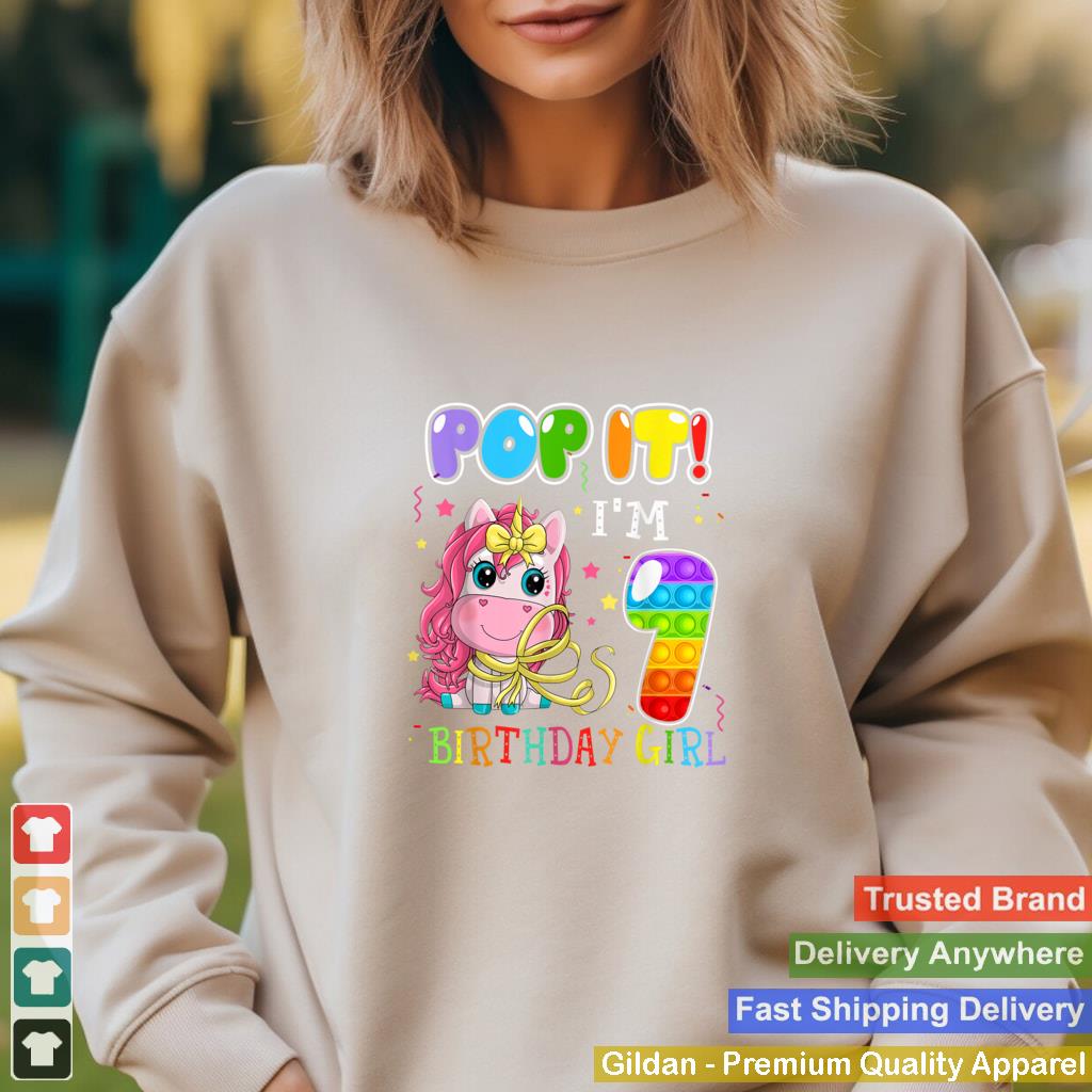 Im 7 Years Old 7th Birthday Unicorn Girls Pop It Fidget T Shirt 2