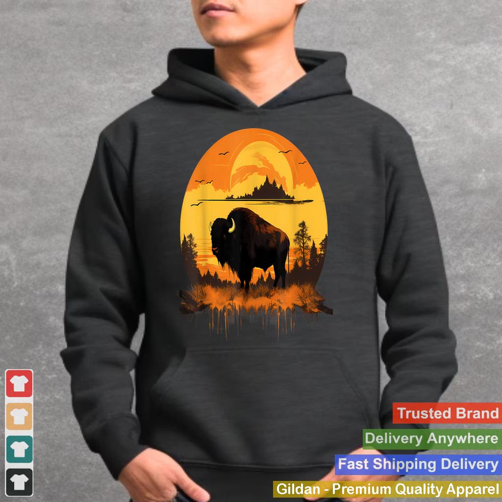 Buffalo Nature Sunset Bison Colorful Savanna Animal Art