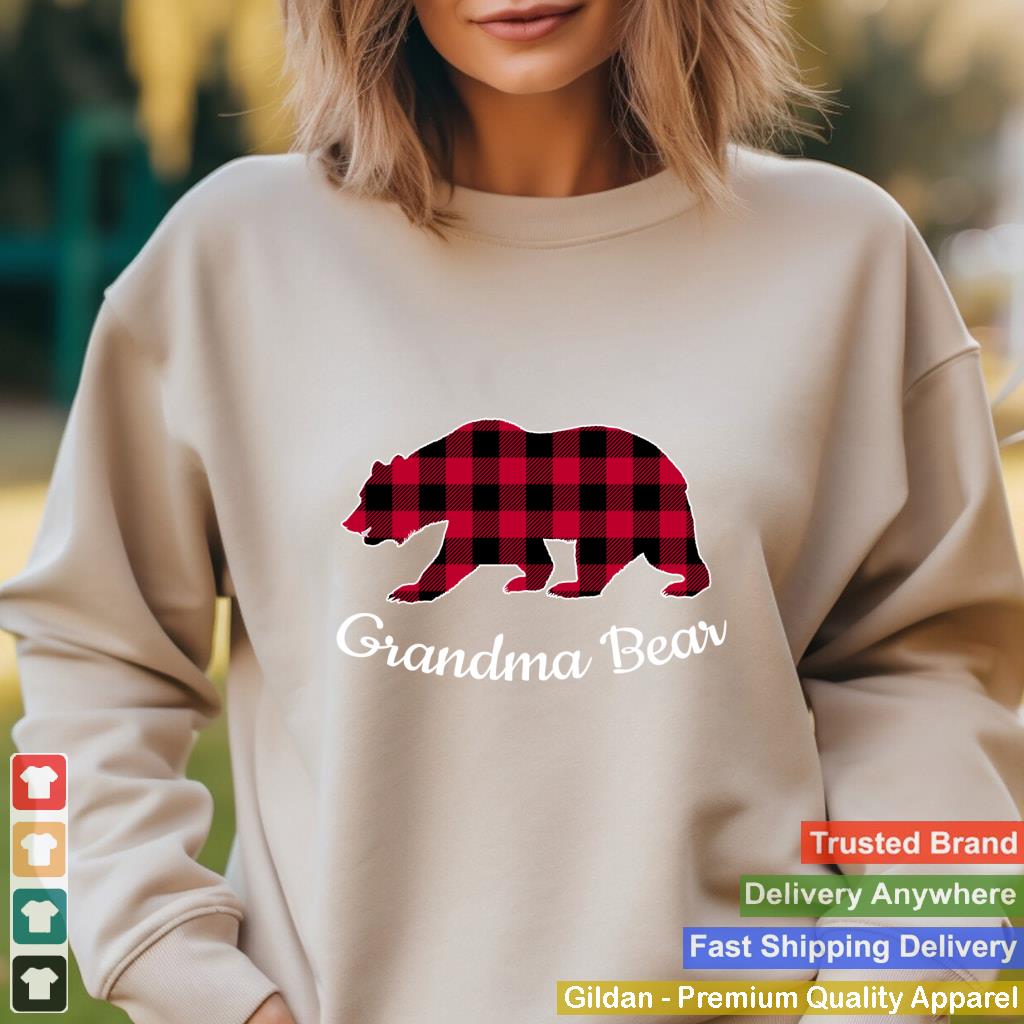 Grandma Bear Christmas Pajama Red Buffalo Plaid Long Sleeve