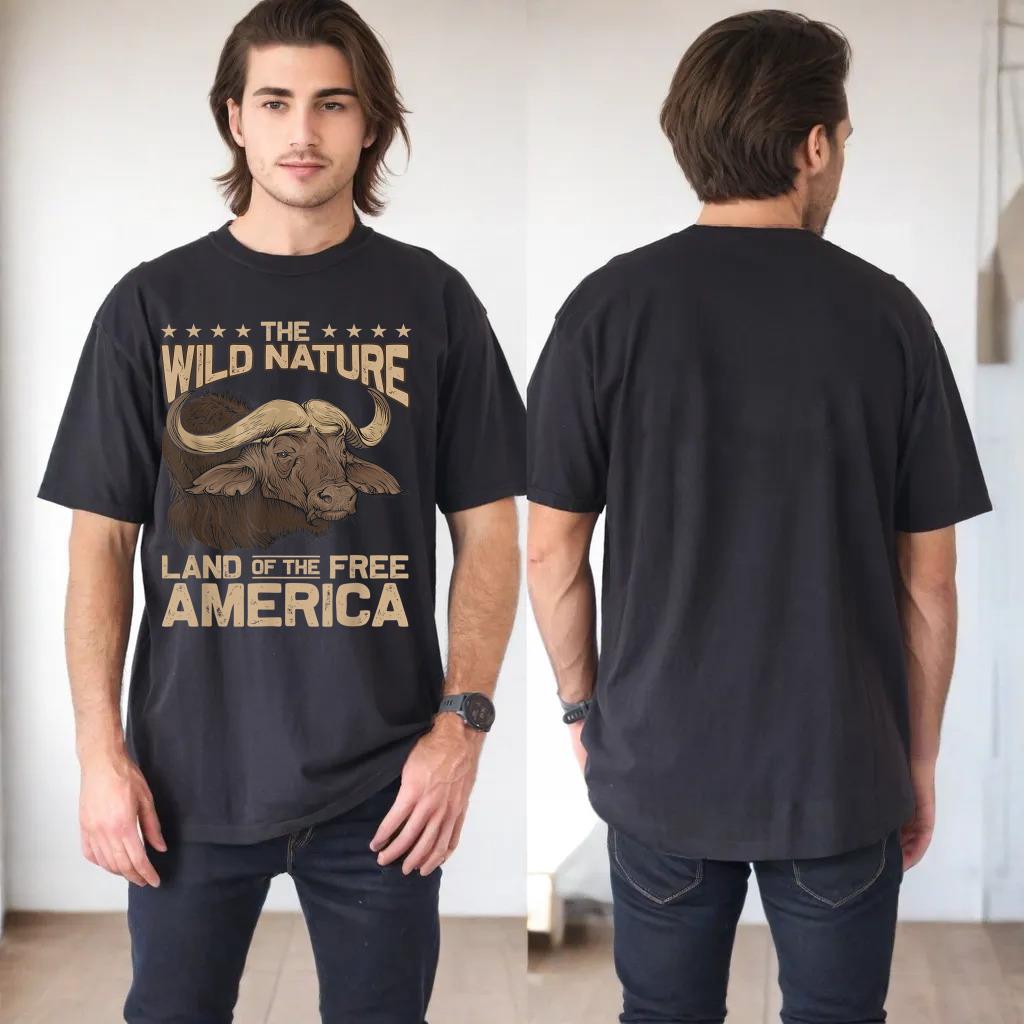 USA Flag American Nature Lover Animal Buffalo