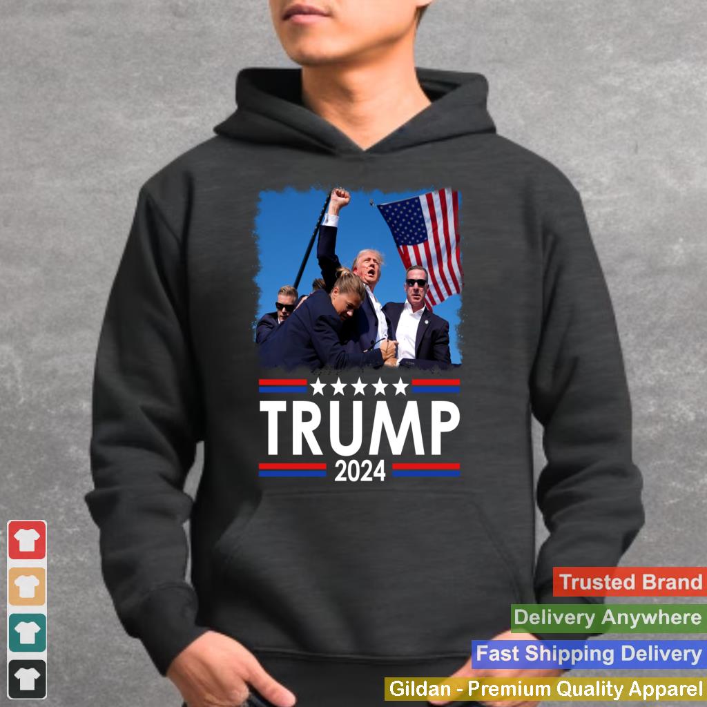 Trump Fist Pump Shot At Trump 2024 Trump Survives Rally Pullover Hoodie