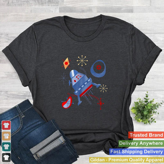 Atomic Retro Space Moon Lander Vintage HandDrawn Design Shirt