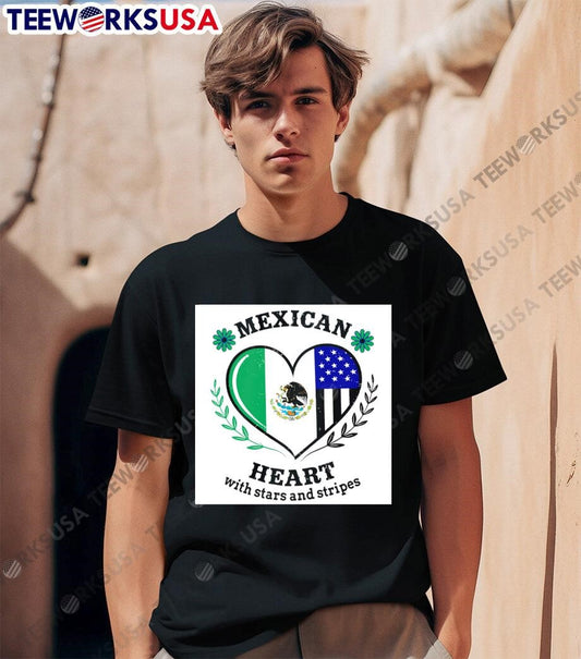 Mexican Heart With Stars Stripes shirt