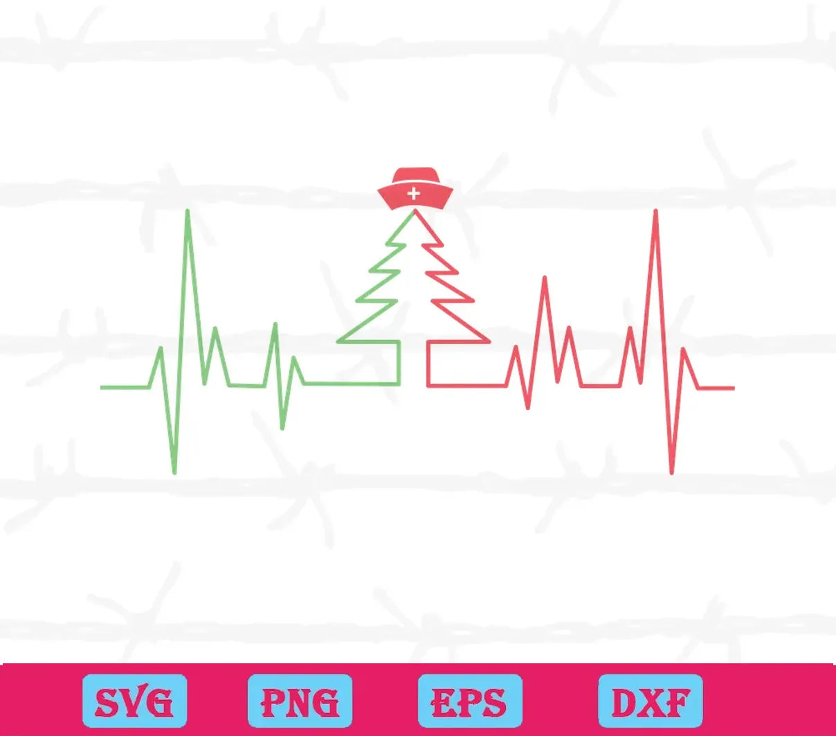 Christmas Tree Heart Rate, Svg Png Dxf Eps Cricut