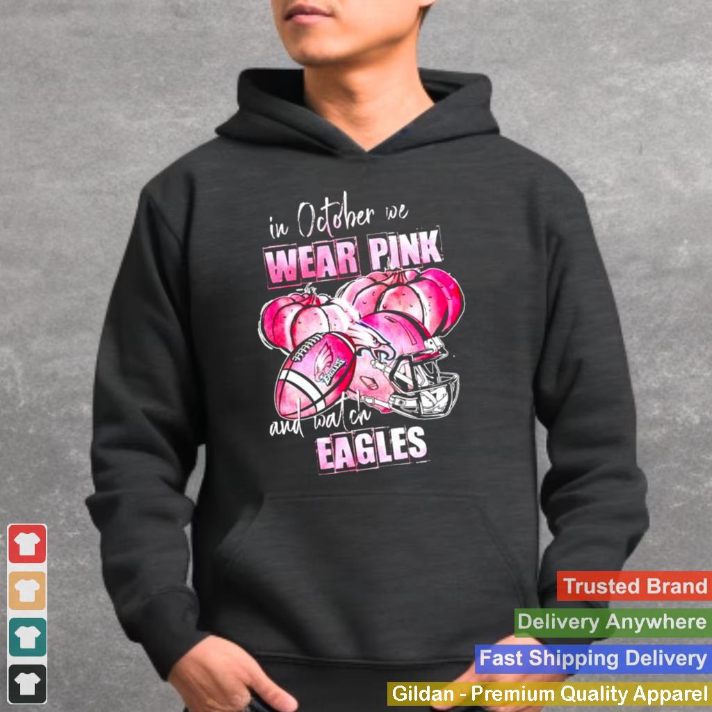 In october we wear pink and watch Eagles Breast Cancer Halloween shirt