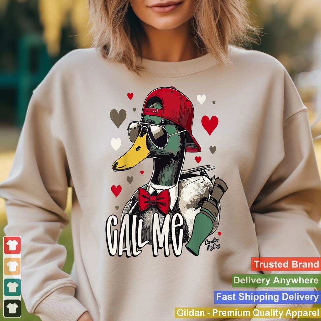 Retro Call Me Valentines Duck Hunting Lover Women Men Kids