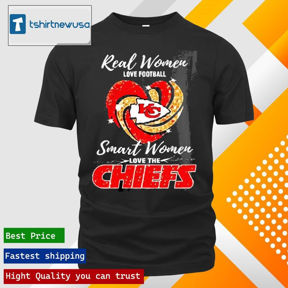 Best Real Women Love Football Smart Women Love The Kansas City Chiefs Heart Diamond 2025 Shirts