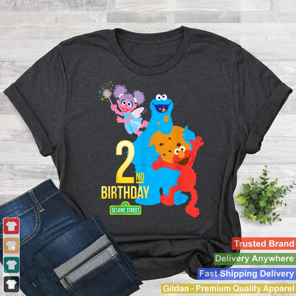 Sesame Street Black Classic Fit 2nd Birthday T-Shirt - Crew Neck, Short Sleeve, Cotton & Polyester