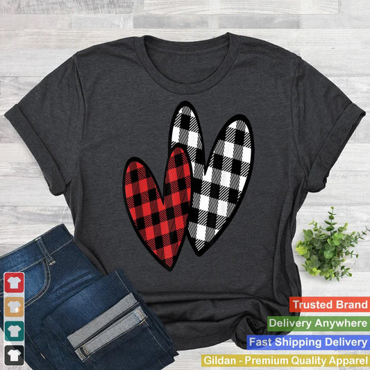 White Red Buffalo Plaid Heart