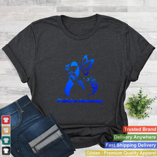 In November We Wear Blue Butterflies Diabetes Awarness Fight Shirt