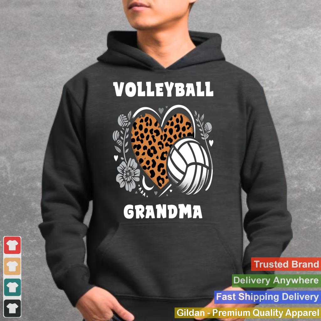 Volleyball Grandma Leopard Heart Cute Volleyball Womens