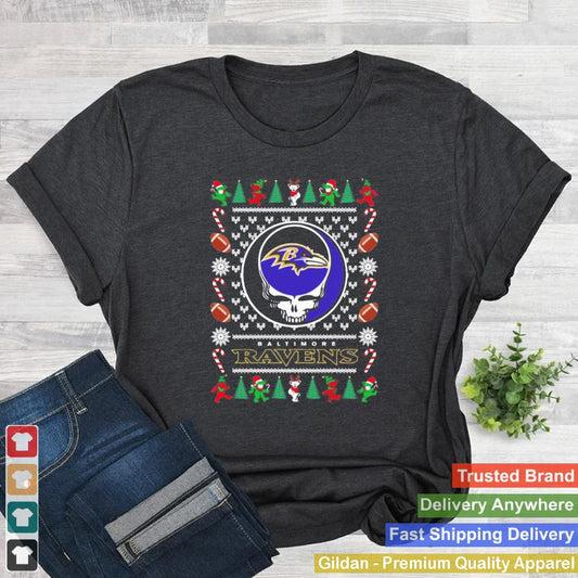 Baltimore Ravens Grateful Dead Ugly Christmas shirt