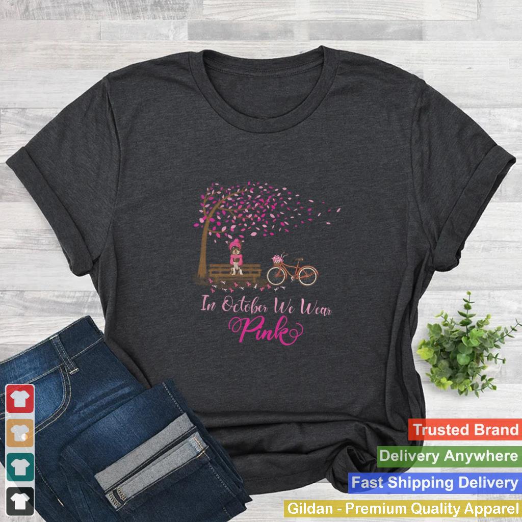 In October We Wear Pink Chihuahua Fall Leaves Breast Cancer shirt