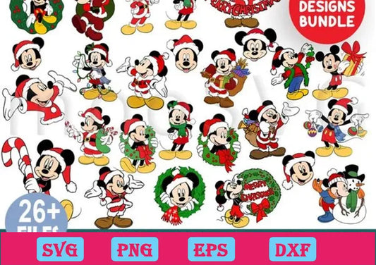 26 Christmas Mickey Disney Svg Bundle