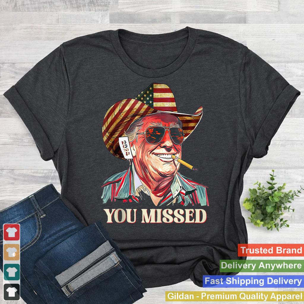 Western Trump Cowboy You Missed american flag cowboy hat Tank Top