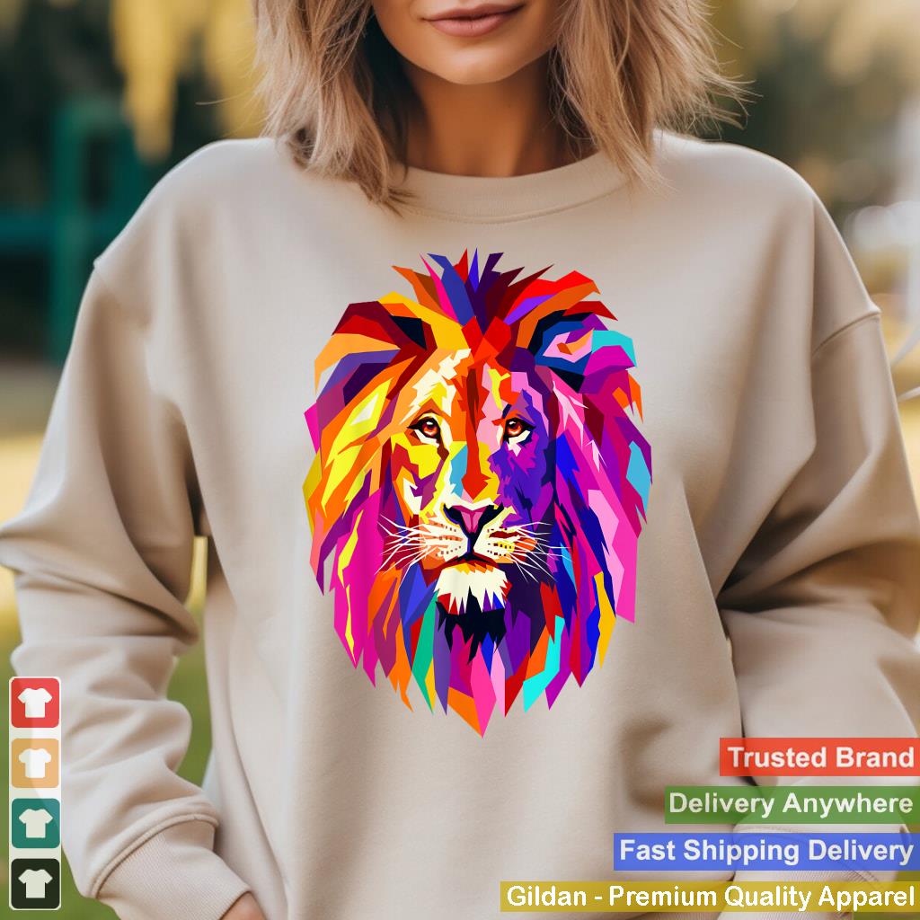 Cool Lion Head Design with Bright Colorful