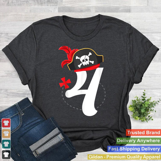 Arrr Im 4 Cute Pirate Hat 4th Birthday Party Boys Girls T Shirt