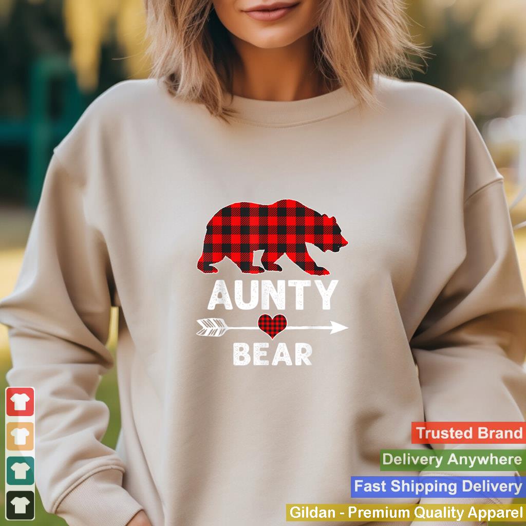 Aunty Bear Christmas Pajama Red Plaid Buffalo Family T Shirt 2