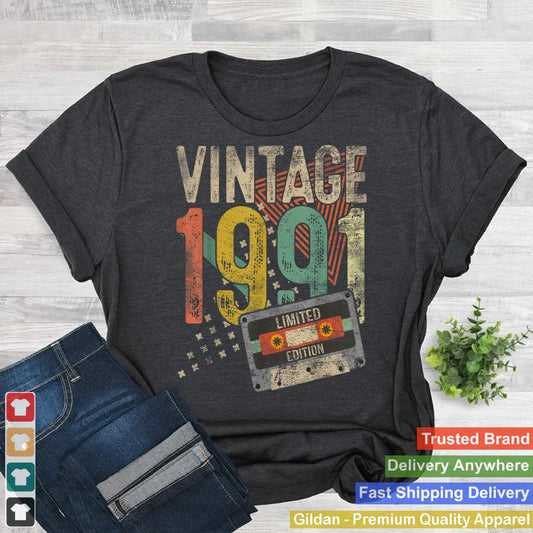 Vintage 1991 34th Birthday Gifts For Men Women 34 Year Old