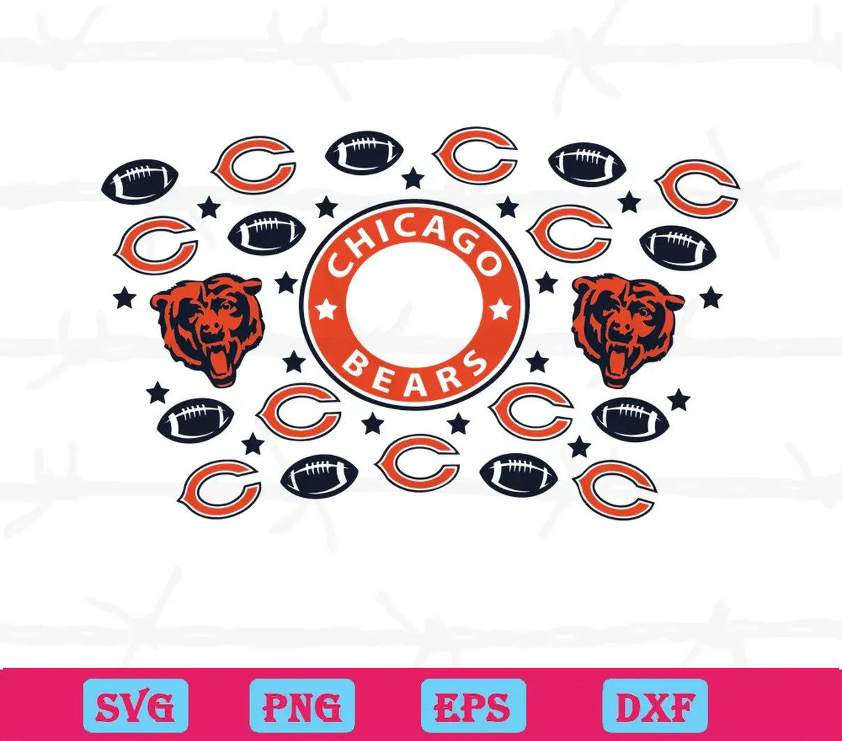 Chicago Bears Starbucks Wrap, Svg Png Dxf Eps Designs Download