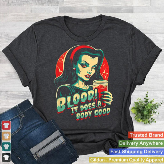 Vintage Blood Does A Body Good Pretty Vampire Goth Halloween