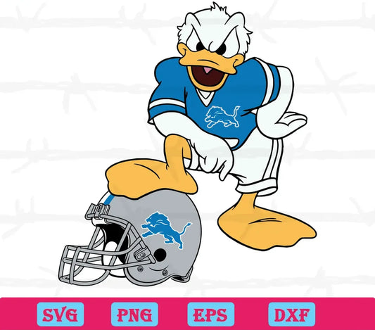 Detroit Lions Donald Duck Nfl Team Helmet, Svg Files For Crafting And Diy Projects