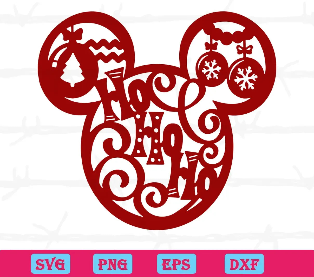 Christmas Mickey Mouse Head, Svg Png Dxf Eps Cricut Files