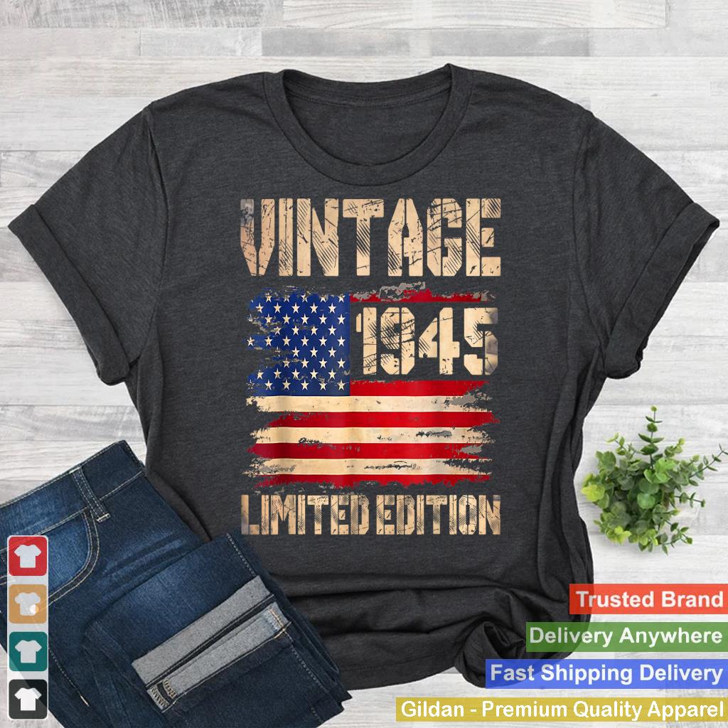 Vintage 1945 80th Birthday Gifts 80 Year Old American Flag