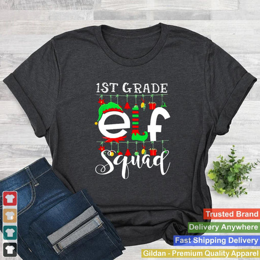 1st Grade Teacher Elf Squad Family Christmas Sweater Shirt