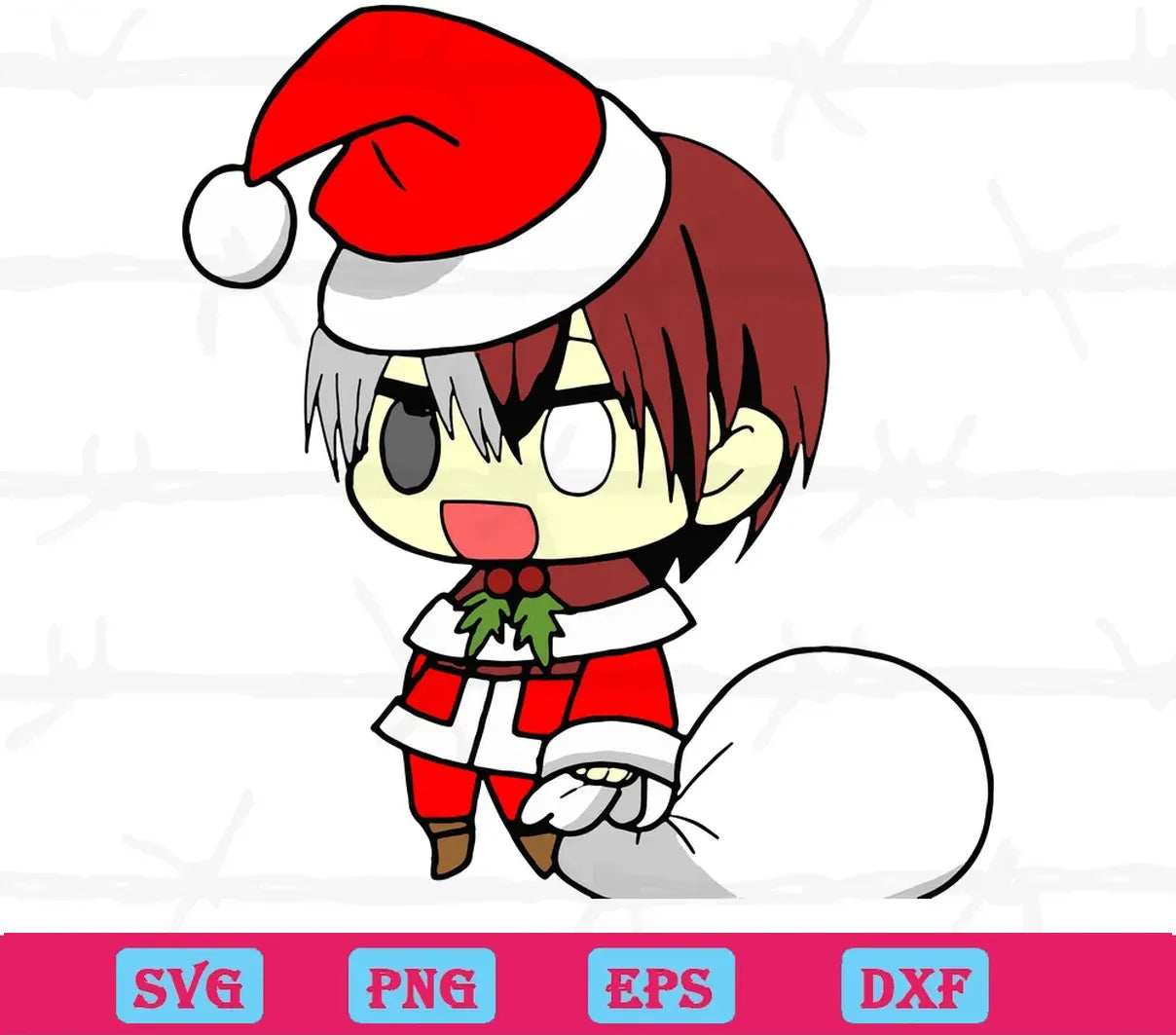 Chibi Todoroki Shoto With Christmas Hat My Hero Academia Svg Clipart