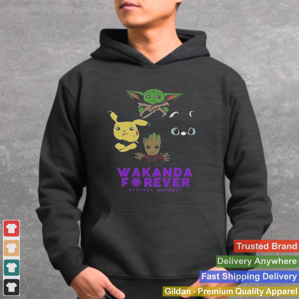 Baby Yoda Baby Groot Pikachu Wakanda Forever shirt