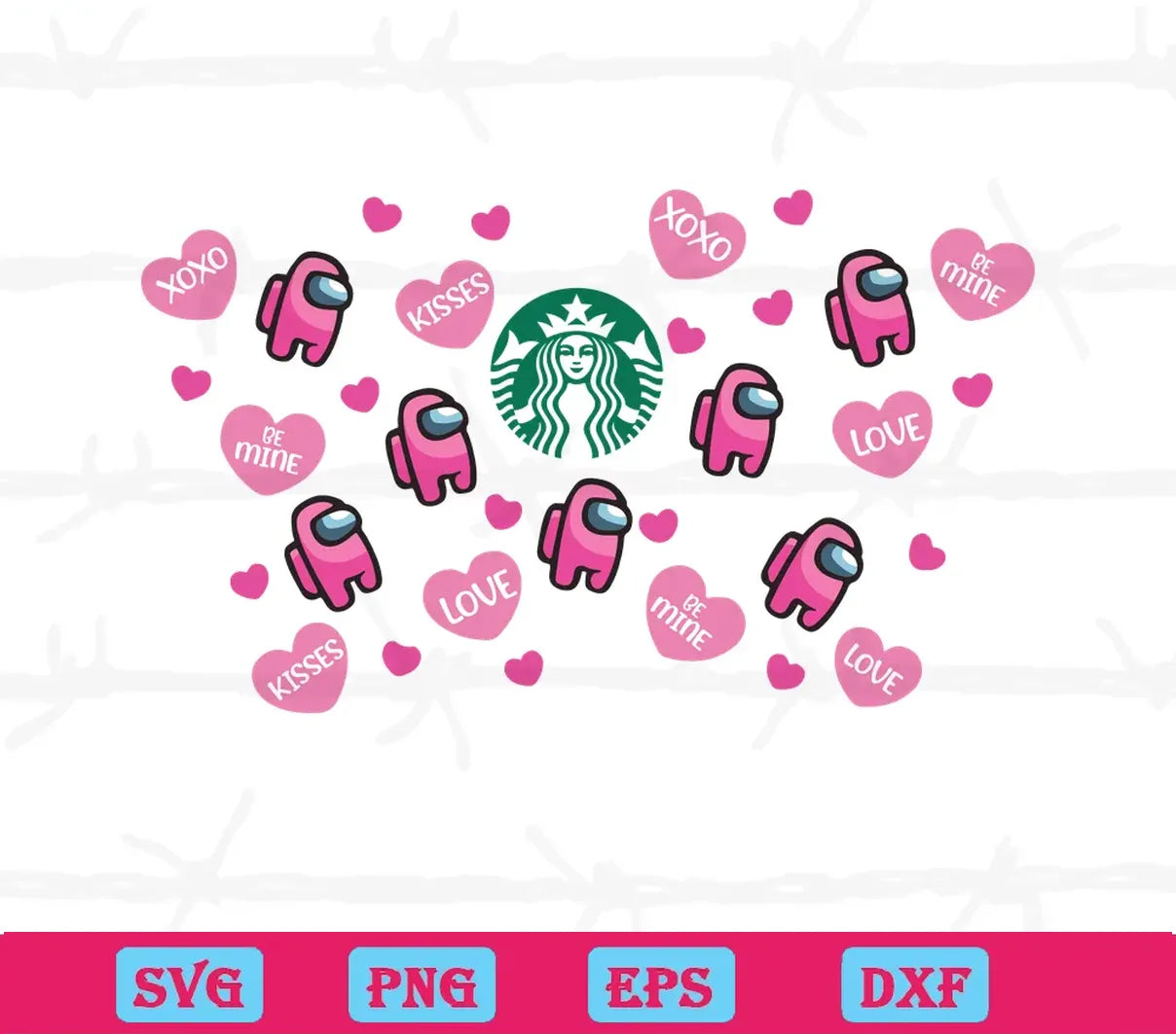 Starbucks Cold Cup Among Us Love Valentine, Svg File Formats