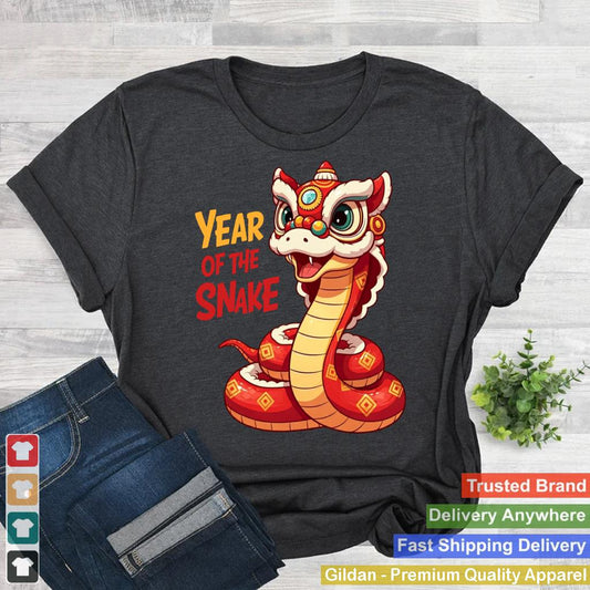 Cute Snake Lion Dance Chinese New Year 2025 Womens Mens Kids