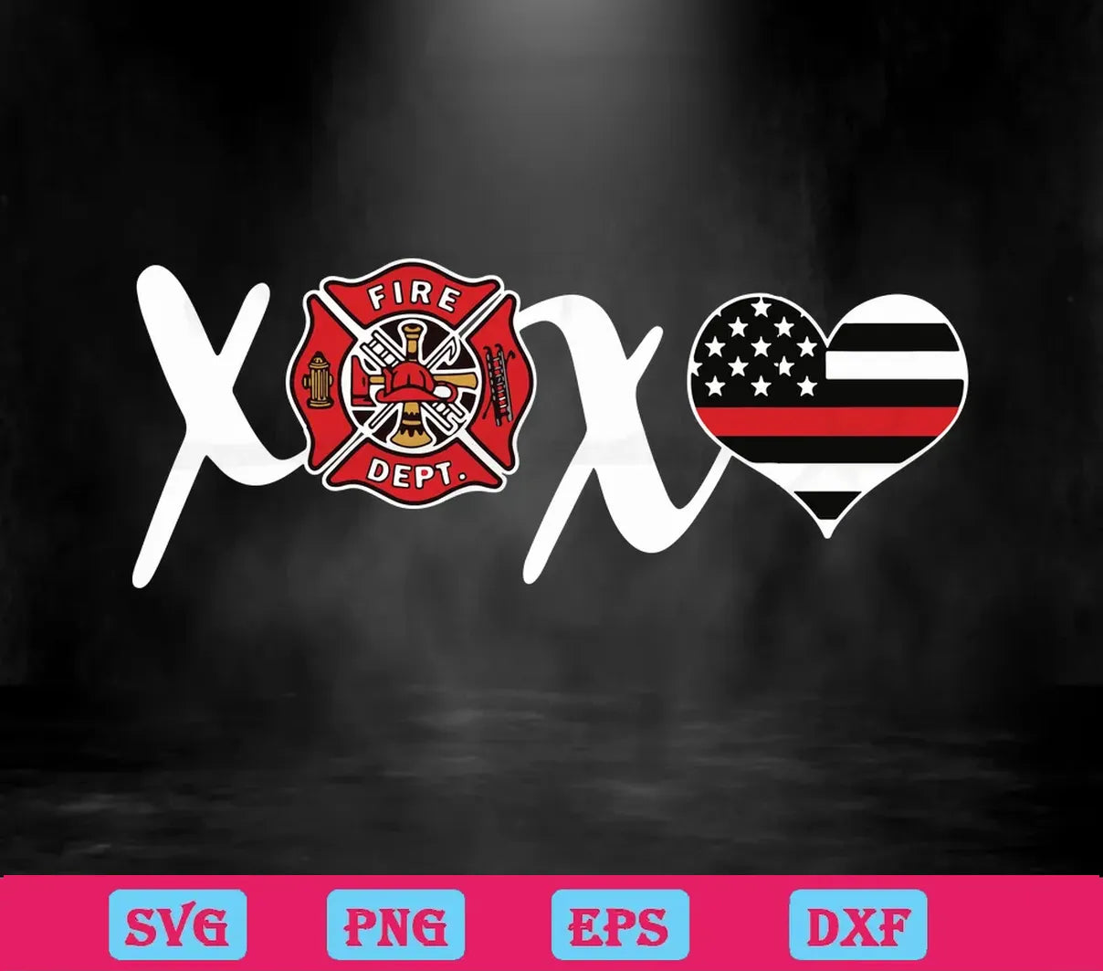 Xoxo Heart Firefighter Svg, Firefighter, Svg Png Dxf Eps Cricut Files