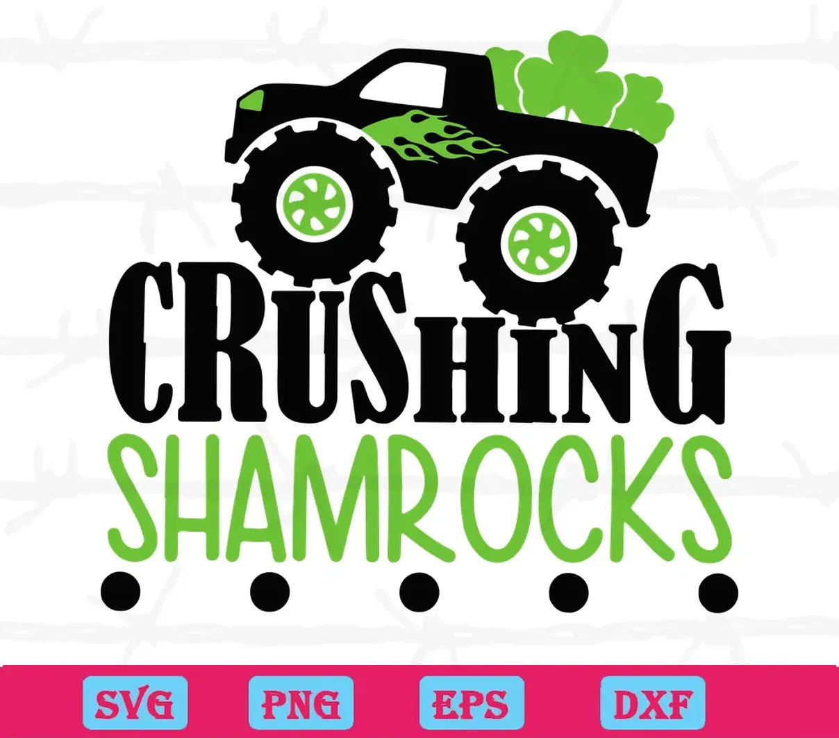 St Patricks Day Crushing Shamrock With Car Three Leaf Clover Diy Crafts, Svg Files