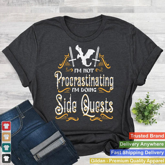 RPG Gamer Not Procrastinating Side Quest Funny Men Boys Kids